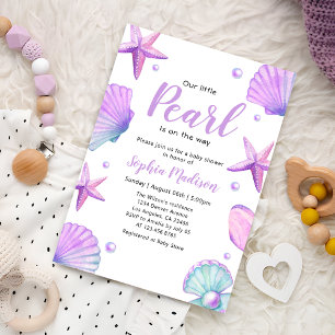 Waterverf Ocean Little Pearl Baby shower Kaart