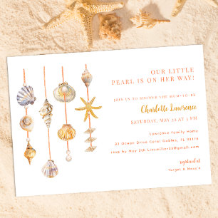 Waterverf Ocean Little Pearl Baby shower Kaart