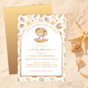 Waterverf Ocean Little Pearl Baby shower Kaart