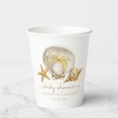 Waterverf Ocean Little Pearl Baby shower Papieren Bekers (Achterkant)