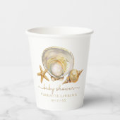 Waterverf Ocean Little Pearl Baby shower Papieren Bekers (Voorkant)