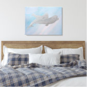Waterverf Ocean Moeder Baby Beluga Whale Canvas Afdruk (Insitu (Slaapkamer))