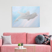 Waterverf Ocean Moeder Baby Beluga Whale Canvas Afdruk (Insitu (Woonkamer))