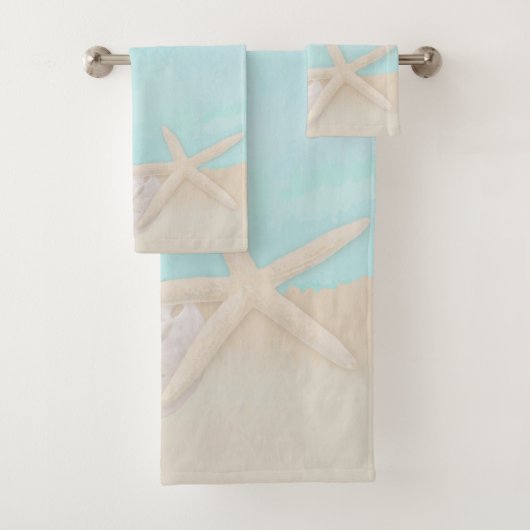 Waterverf Ocean Starfish and Sand Dollar Bad Handdoek (Insitu)