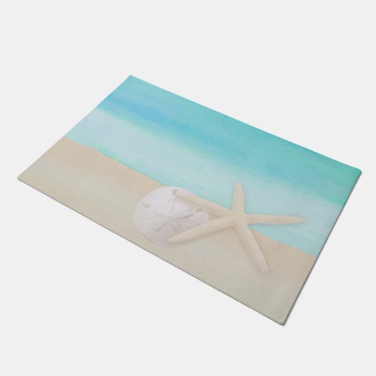 Waterverf Ocean Starfish and Sand Dollar Deurmat (Schuin)