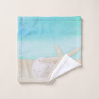 Waterverf Ocean Starfish and Sand Dollar Washandje