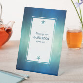 Waterverf Ocean Starfish Beach Wedding Reclamebord Met Voetstuk (Insitu)