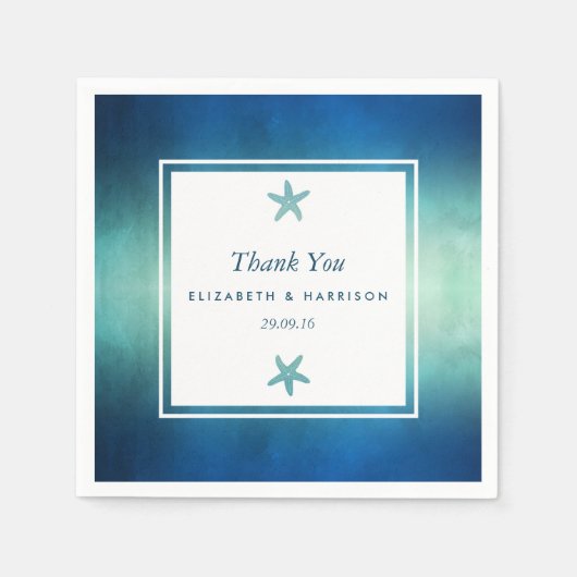 Waterverf Ocean Starfish Beach Wedding Servetten (Voorkant)