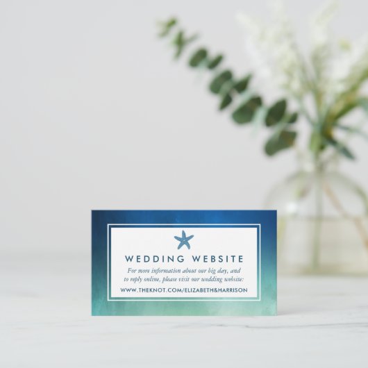 Waterverf Ocean Starfish strand bruiloft website Informatiekaartje (Staand voorkant)