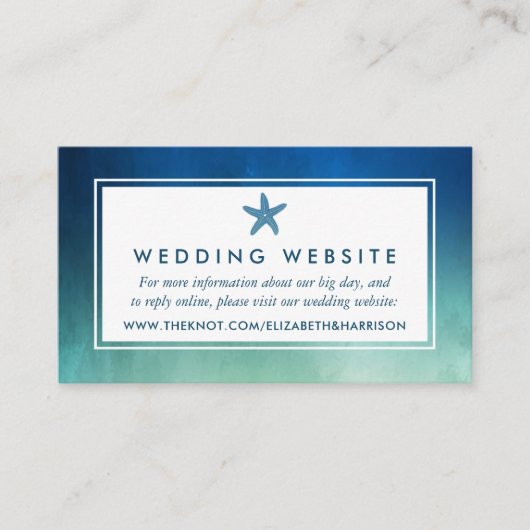 Waterverf Ocean Starfish strand bruiloft website Informatiekaartje (Voorkant)
