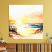 Waterverf Ocean Sunset Canvas Afdruk (Insitu (Woonkamer))