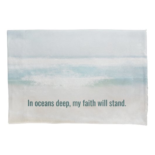 Waterverf Ocean Surf met inspirerende quote Kussensloop (Voorkant-Links)