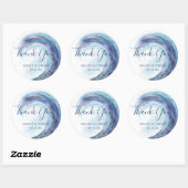 Waterverf Ocean Wave Bruiloft Dank u Favor Ronde Sticker (Vel)