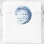 Waterverf Ocean Wave Bruiloft Dank u Favor Ronde Sticker (Tas)