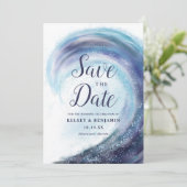 Waterverf Ocean Wave | De foto bewaart de Datum Kaart (Staand voorkant)