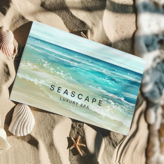 Waterverf Ocean Waves Tropical Beach Visitekaartje