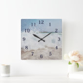 Waterverf Ocean Waves Zee Foam Vierkante Klok (Huis)