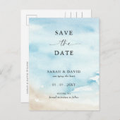 Waterverf Ocean Zee Summer Beach Save the Date Aankondigingskaart (Voorkant / Achterkant)