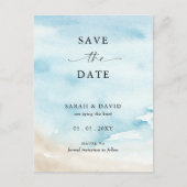 Waterverf Ocean Zee Summer Beach Save the Date Aankondigingskaart (Voorkant)