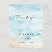 Waterverf Ocean Zee Zomer Strand Dank u kaart (Voorkant)