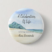 Waterverf Oceanside Beach viering van het leven Ronde Button 5,7 Cm (Voorkant)