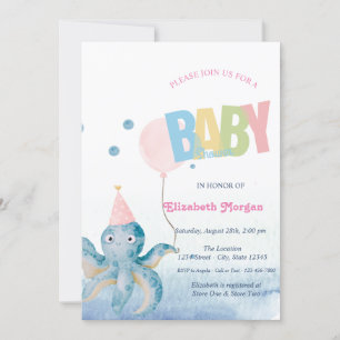 Waterverf Octopus Balloon Summer Baby shower Kaart