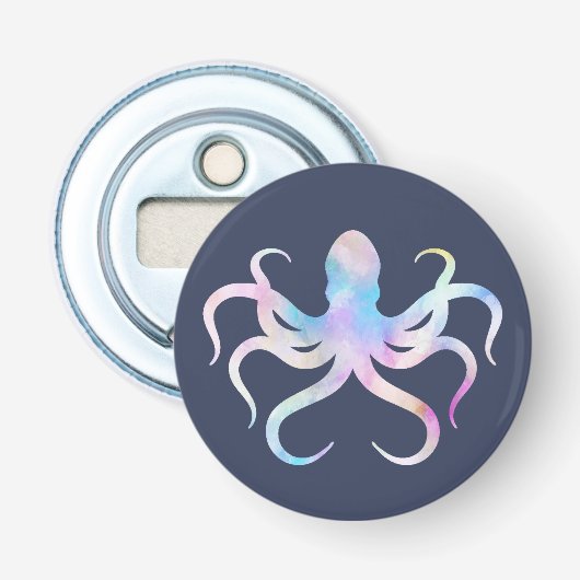 Waterverf octopus button flesopener (Voorkant)