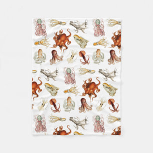 Waterverf octopus cefalopoda zeedieren fleece deken