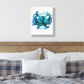 Waterverf Octopus Illustratie Canvas Afdruk (Insitu (Slaapkamer))