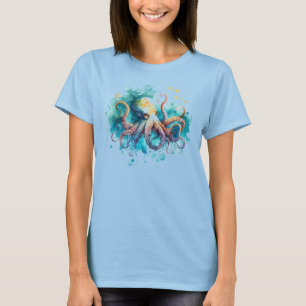 Waterverf octopus illustratie t-shirt