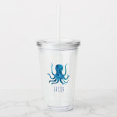 Waterverf Octopus Mariene Kinderen Gepersonaliseer Acryl Drinkbeker (Voorkant)