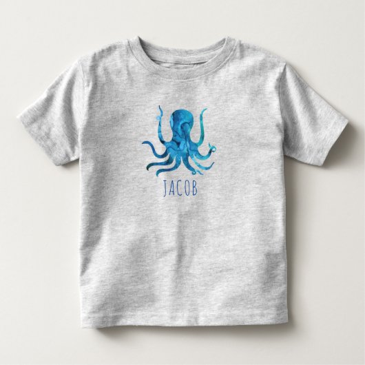 Waterverf Octopus Marine Kinder gepersonaliseerd Shirts (Voorkant)