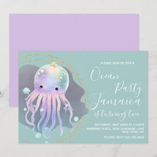 Waterverf Octopus Oceaan Strand Verjaardagsfeestje Kaart
