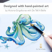 Waterverf Octopus onder het Zee retouradres Etiket