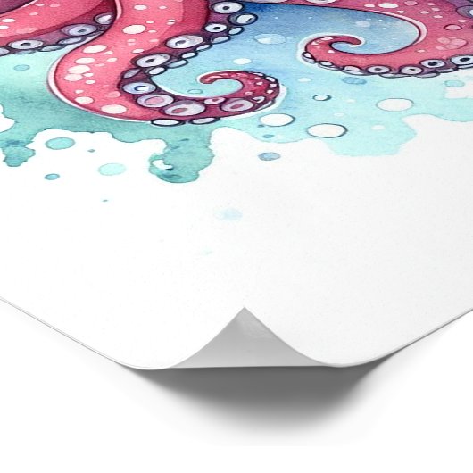 Waterverf Octopus Poster (Hoek)