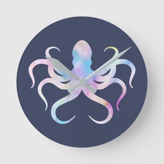 Waterverf octopus ronde klok (Voorkant)