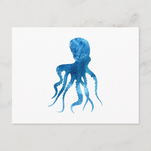 Waterverf octopus silhouette briefkaart (Voorkant)
