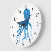 Waterverf octopus silhouette grote klok (Hoek)