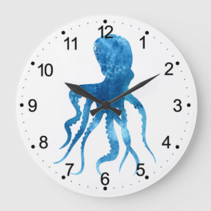Waterverf octopus silhouette grote klok