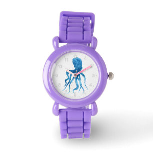Waterverf octopus silhouette horloge