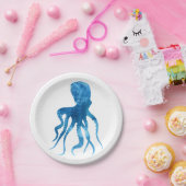 Waterverf octopus silhouette papieren bordje (Feest)