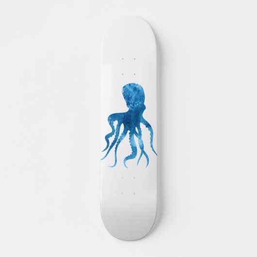 Waterverf octopus silhouette skateboard (Voorkant)