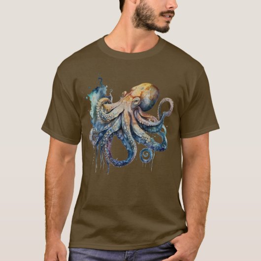 Waterverf Octopus T-shirt (Voorkant)