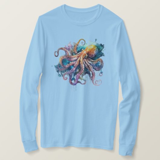 Waterverf Octopus T-shirt (Design voorkant)