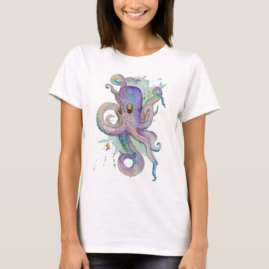 Waterverf Octopus T-Shirt (Voorkant)