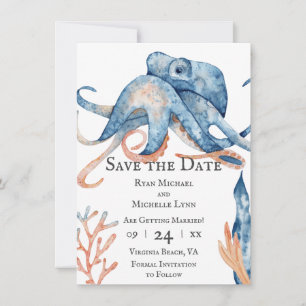 Waterverf Octopus Zee Life Beach Weddenschap Save The Date