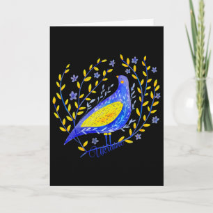 Waterverf Oekraïne Bloemenvrede Vogel Kinderen Vro Kaart