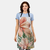 Waterverf Oerwoud Florals Peach Gold Splash Schort (Gedragen)