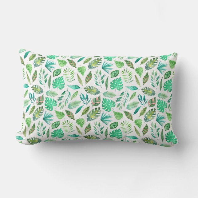 Waterverf Oerwoud Greenery Pattern Kussen (Voorkant)