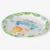 Waterverf Oerwoud Leeuw en Giraffe Birthday Papieren Bordje (Gekanteld)